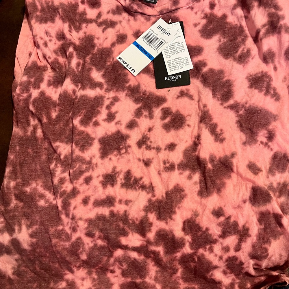 Hudson Kids Pink Sleeveless Puff Shoulder Tie-Dye Shirt
